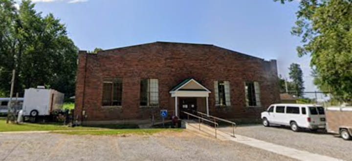Side view of the 1911 brick building